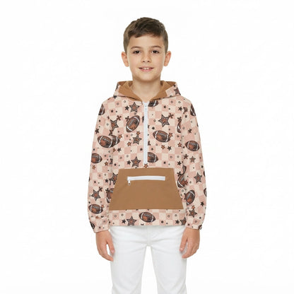 Long sleeves plaid football stars kids boys zip hoodie