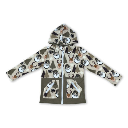Camo Christmas hat santa kids hooded jacket