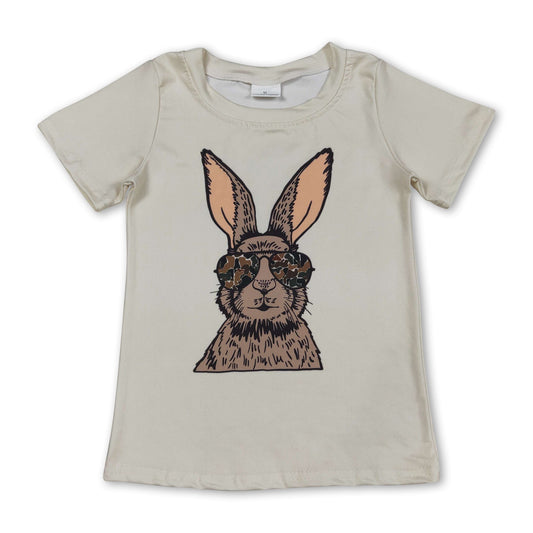 Short sleeves camo glasses rabbit kids boys Easter shirt