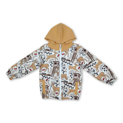 Long sleeves deer pocket kids boys zipper hoodie