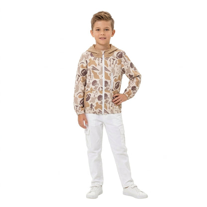 Long sleeves camo football pocket kids boys hooded jacket