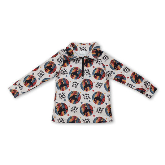 Long sleeves let's rodeo western boys zipper pullover
