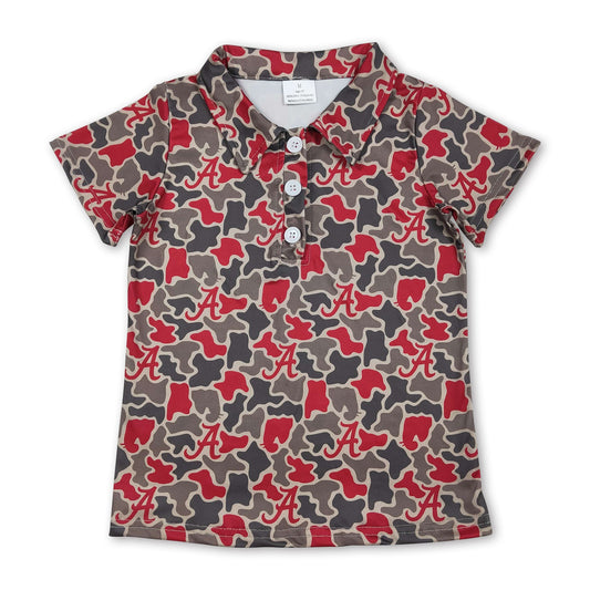 Short sleeves camo A kids boys team polo shirt