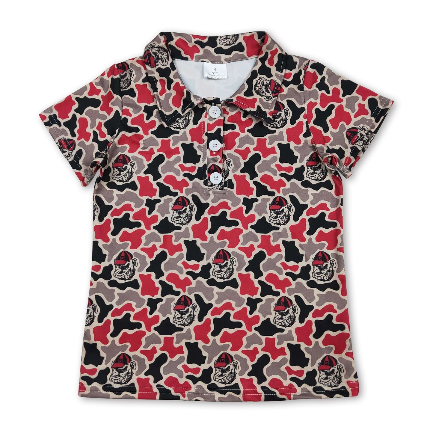 Short sleeves camo dog kids boys team polo shirt