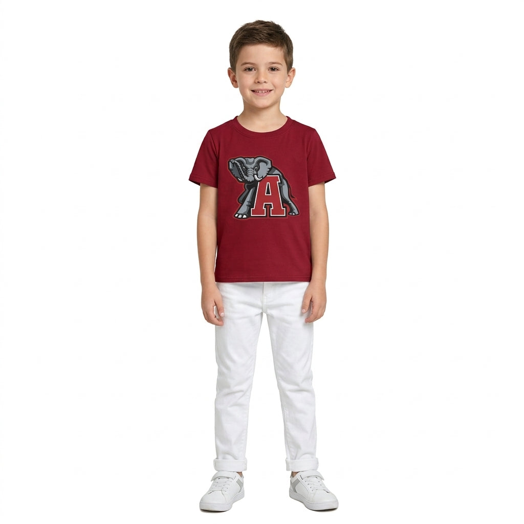 Short sleeves elephant A kids boys team shirt
