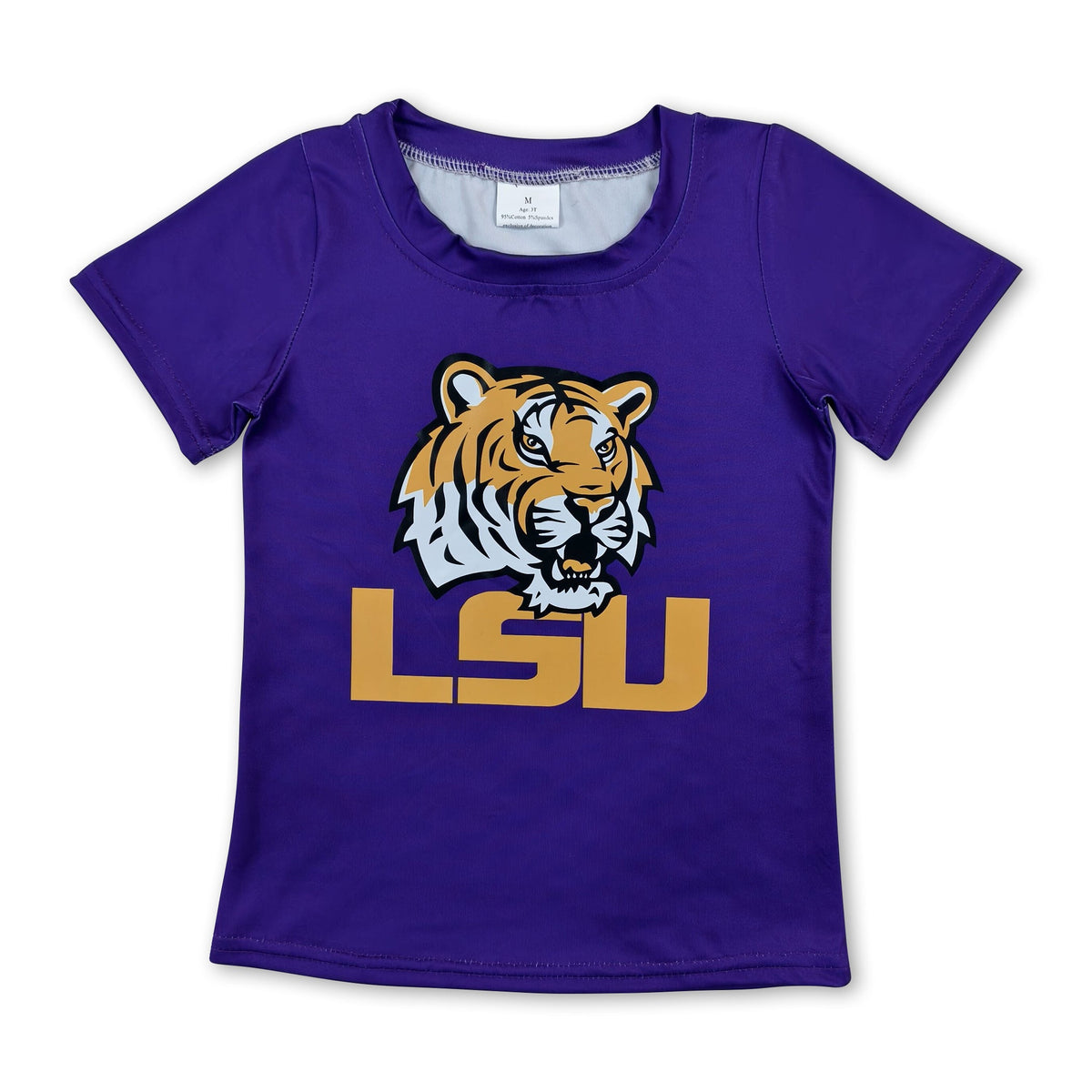 Short sleeves purple tiger kids boys team shirt