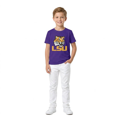 Short sleeves purple tiger kids boys team shirt