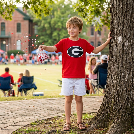 Short sleeves red G kids boys team shirt
