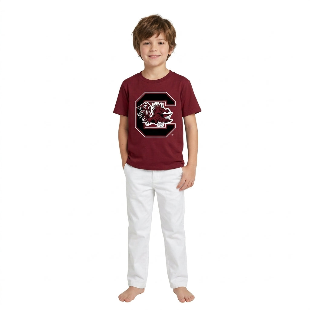 Short sleeves maroon kids boys summer team shirt