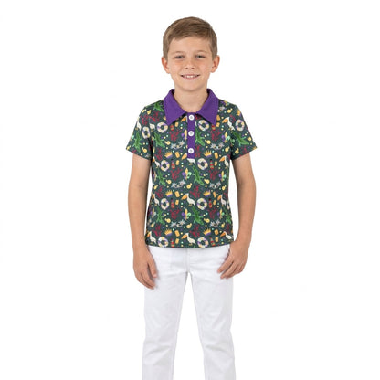 Crocodile pelican kids boys Mardi Gras polo shirt