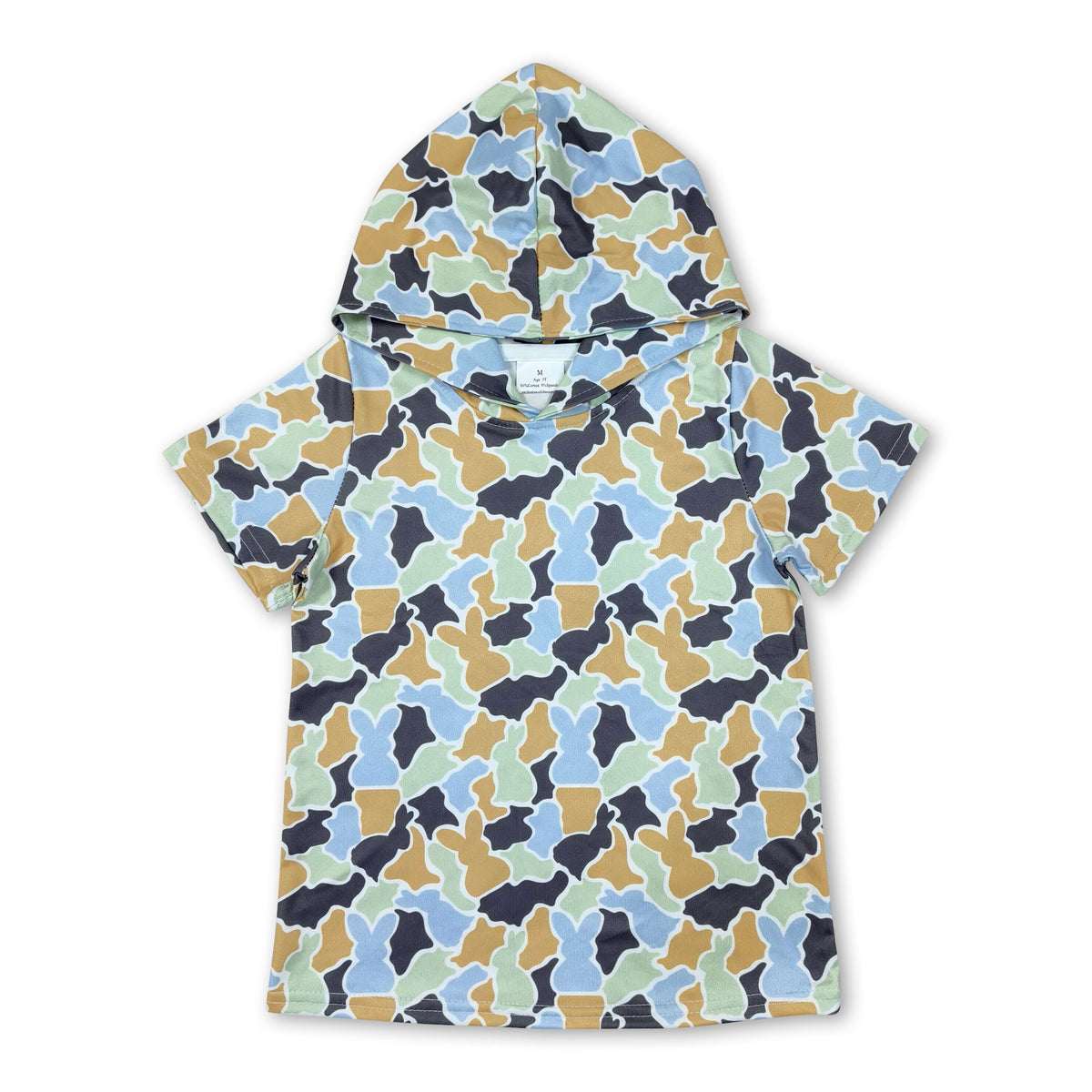 Short sleeves camo rabbit kids boys Easter hoodie