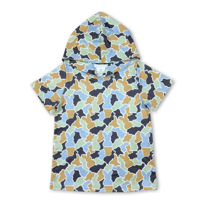 Short sleeves camo rabbit kids boys Easter hoodie