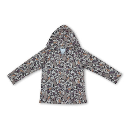 Long sleeves camo bunny carrot boys Easter hoodie