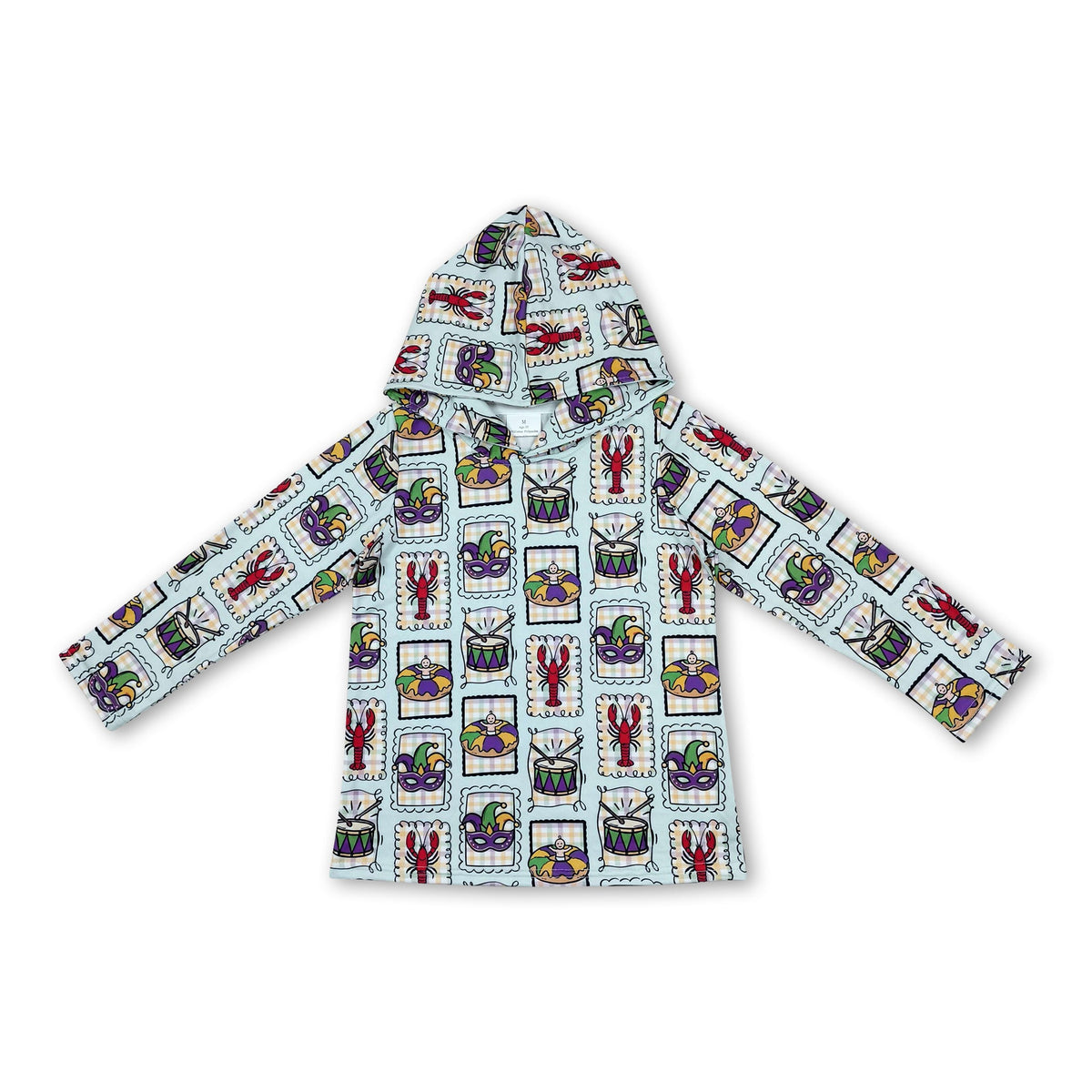 Long sleeves crawfish donut kids Mardi Gras hoodie