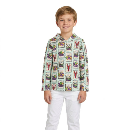 Long sleeves crawfish donut kids Mardi Gras hoodie