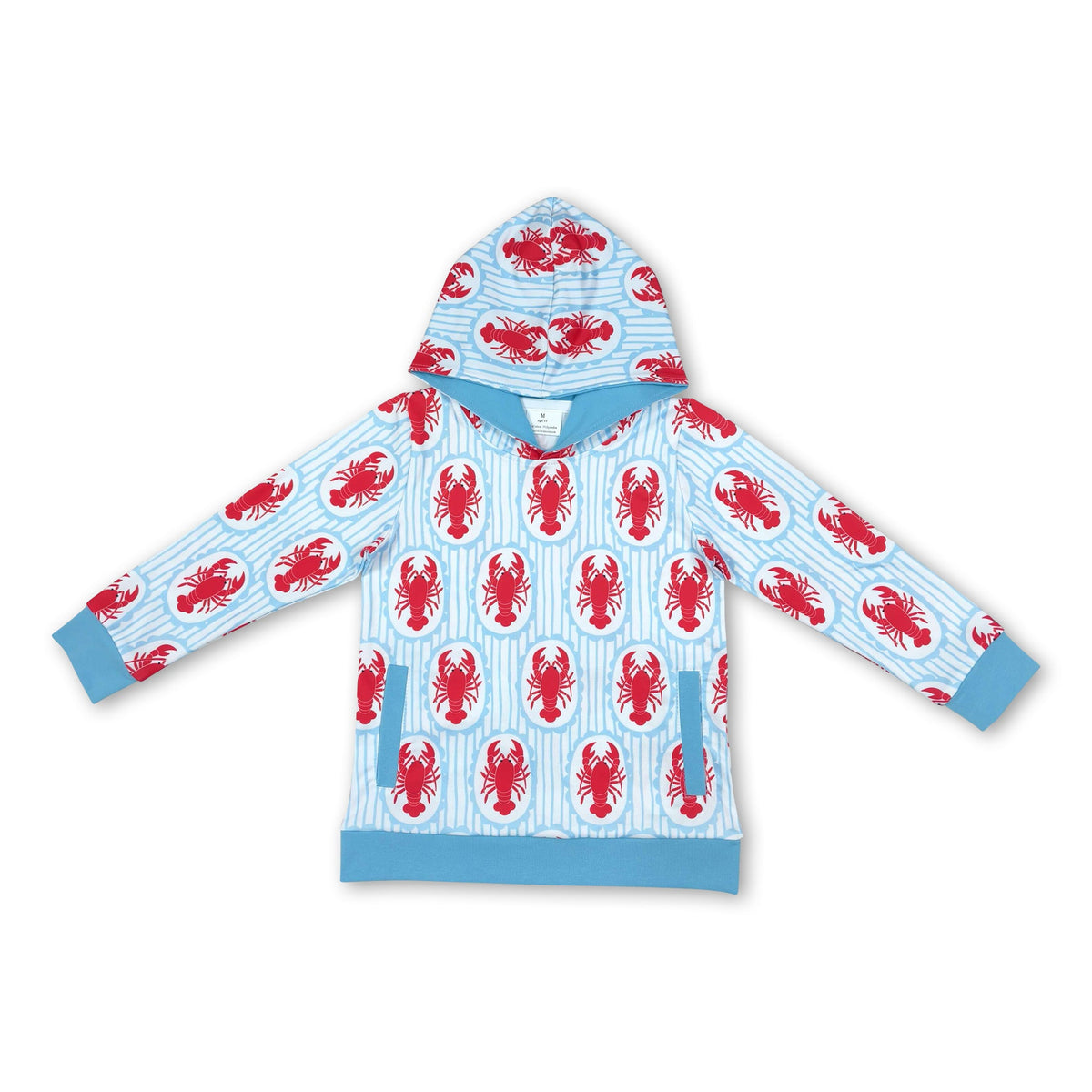 Light blue long sleeves crawfish kids boys hoodie