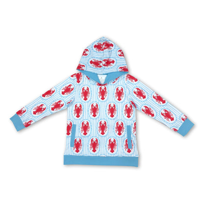 Light blue long sleeves crawfish kids boys hoodie
