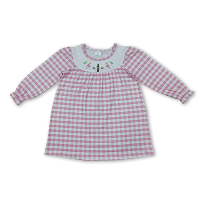 Pink plaid ballet king kids girls Christmas dresses
