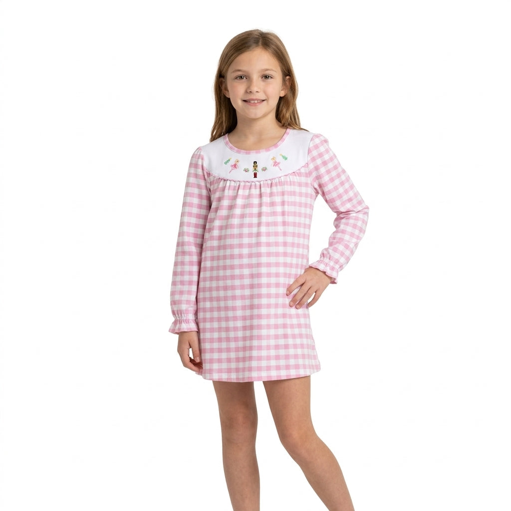 Pink plaid ballet king kids girls Christmas dresses