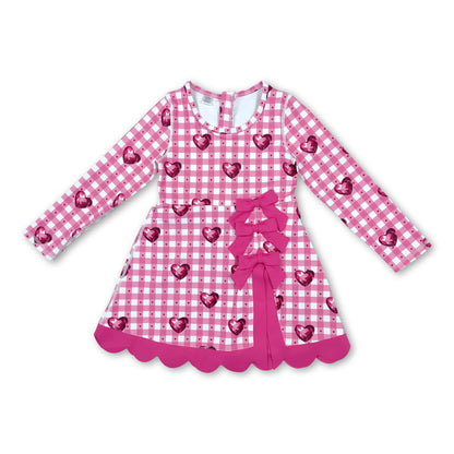 Pink plaid heart scallop girls valentine's athletic dress