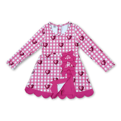 Pink plaid heart scallop girls valentine's athletic dress