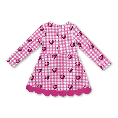 Pink plaid heart scallop girls valentine's athletic dress