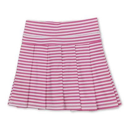 Pink stripe kids girls summer active pleated skirt