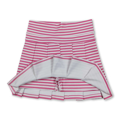 Pink stripe kids girls summer active pleated skirt