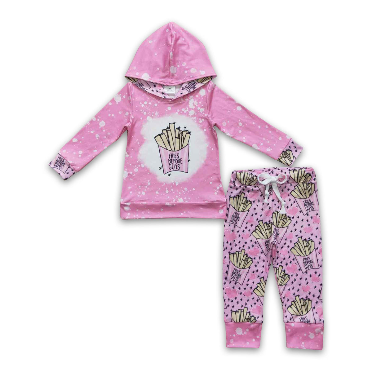 Pink heart fries hoodie pants girls Valentine's day outfits