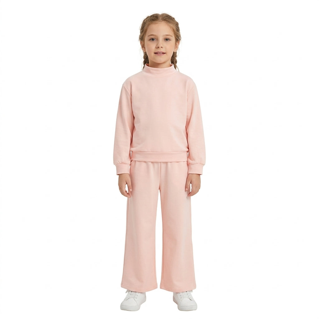 Long sleeves pink cotton top pants kids girls outfits