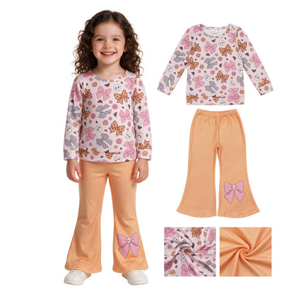 Bow skull top pants kids girls Halloween outfits