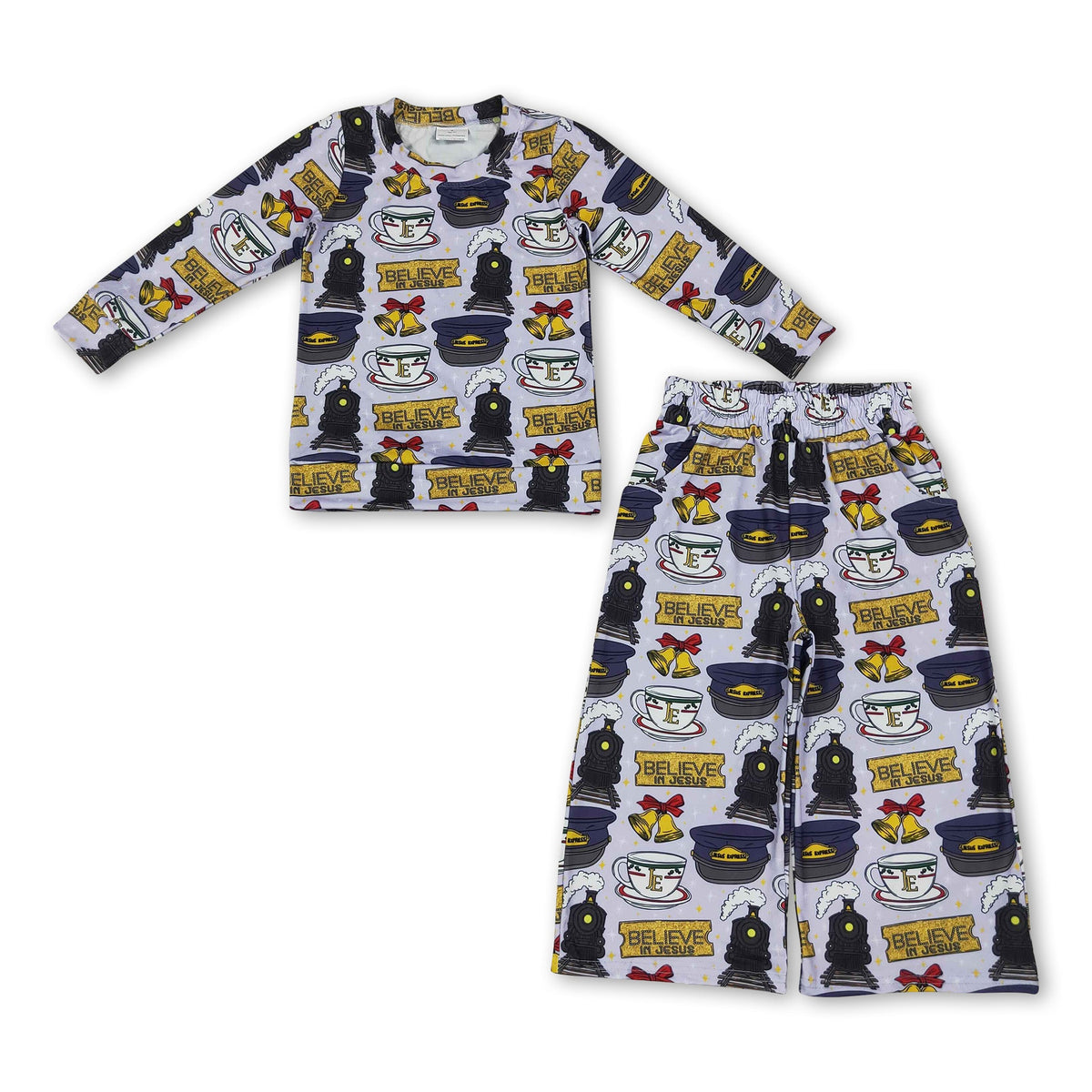 Long sleeves ring train kids girls Christmas outfits