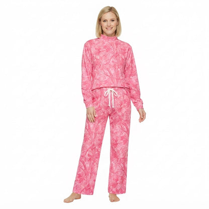 Long sleeves pink leaves camo adult women outfits