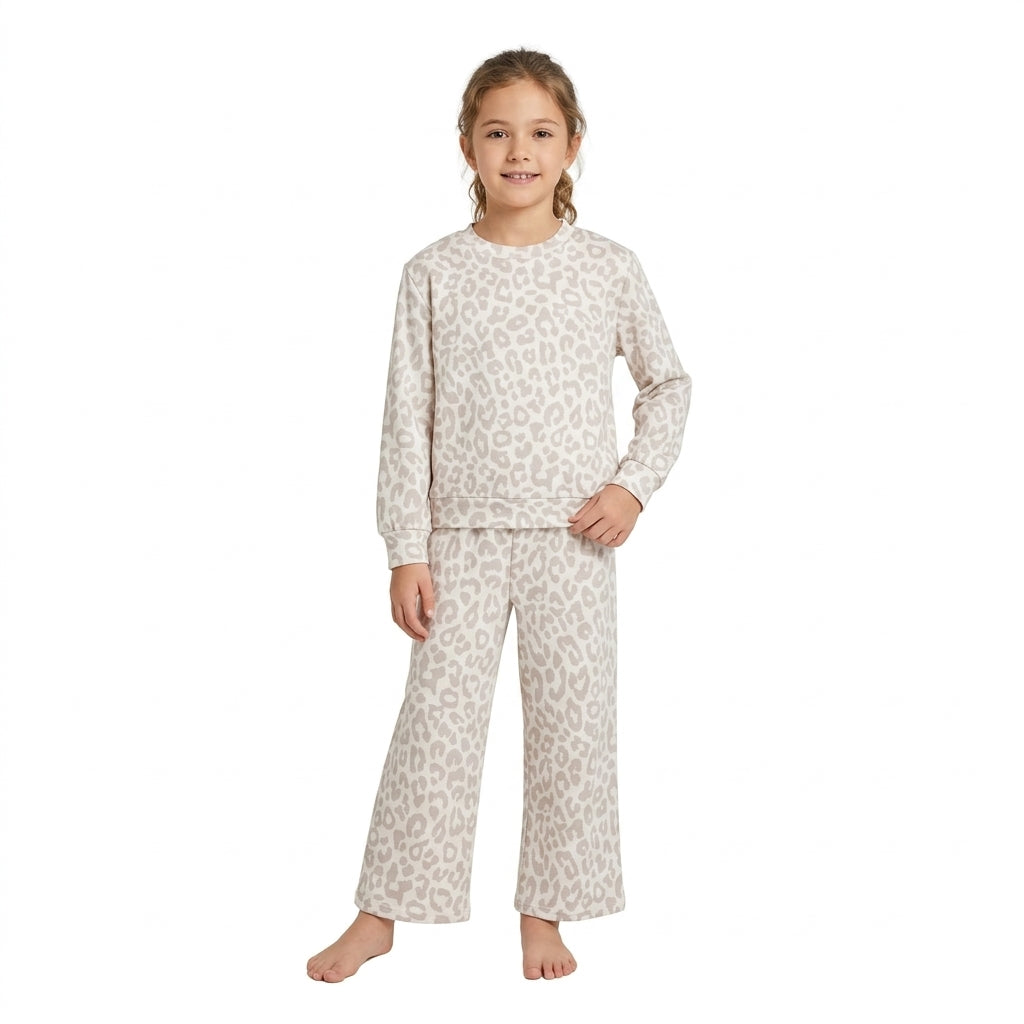 Long sleeves leopard top pocket pants girls outfits