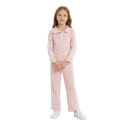 Light pink cotton zipper pullover pants girls clothing
