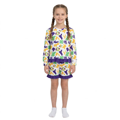 Crocodile donut camo top shorts girls Mardi Gras outfits