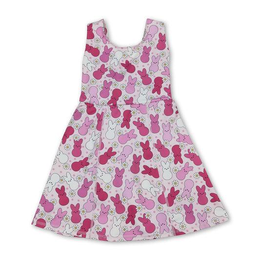 Sleeveless bunny floral baby girls Easter athletic dress