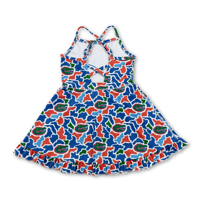 Straps camo crocodile kids girls team athletic dress