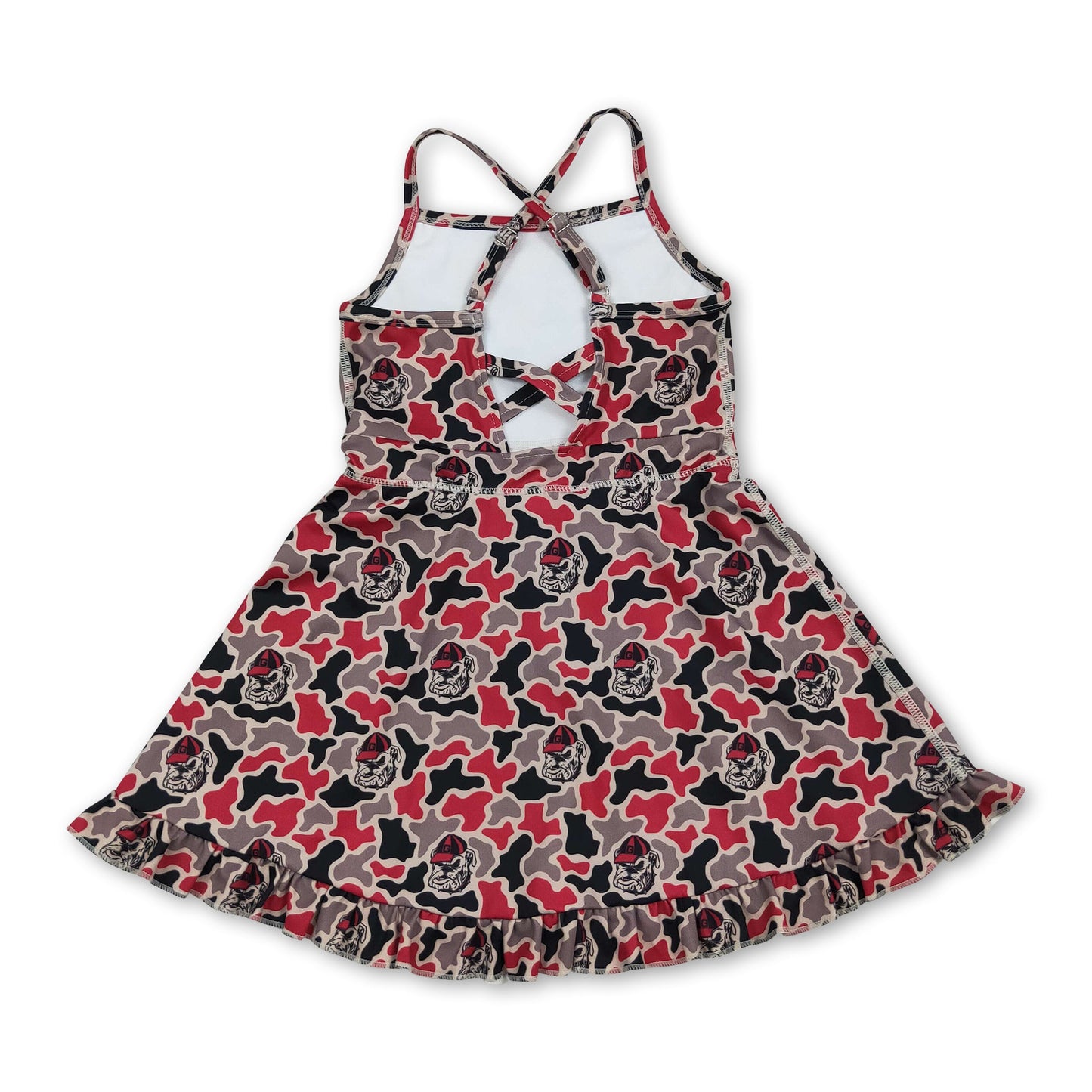 Straps camo dog kids girls team athletic dresses