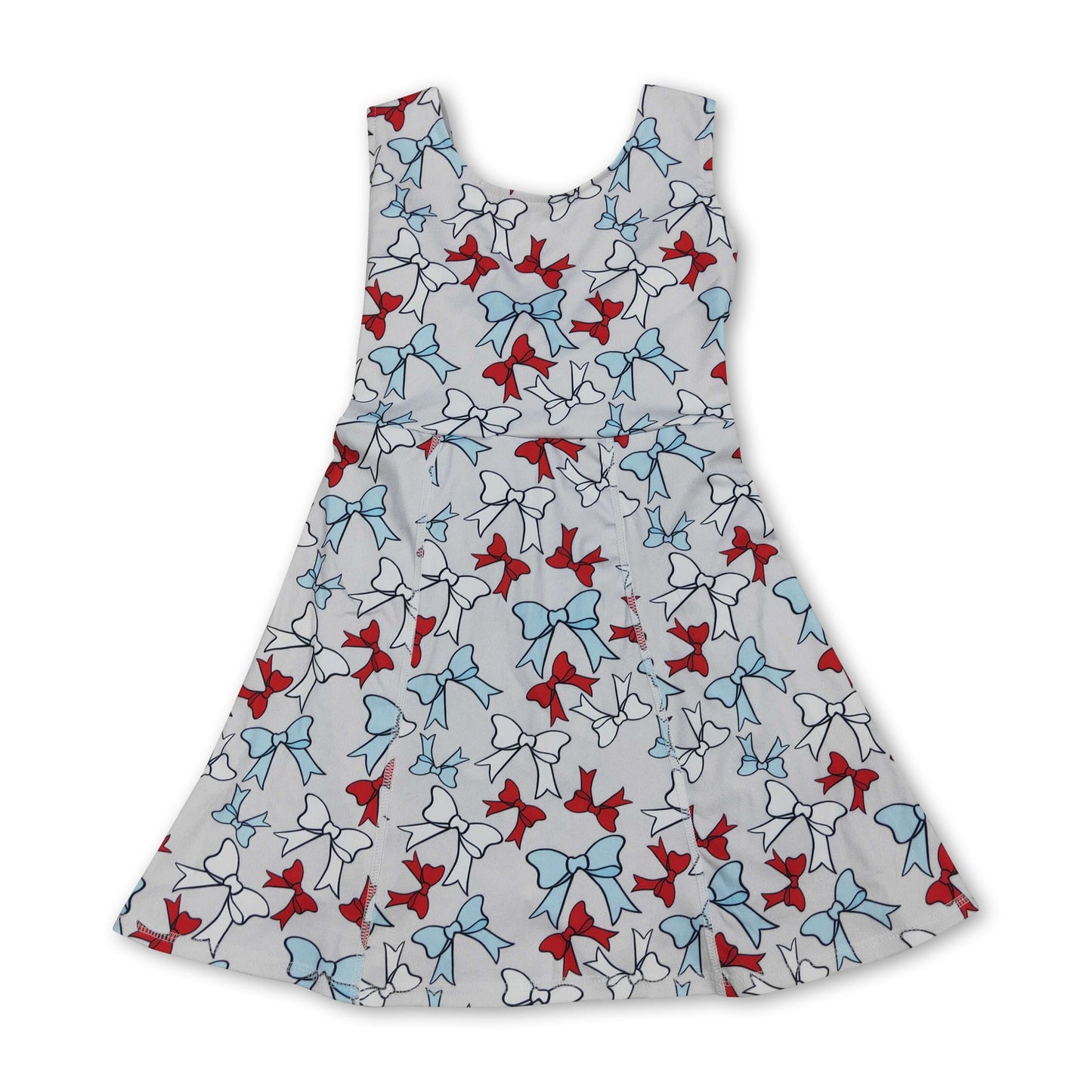 Sleeveless bows kids girls summer athletic dresses