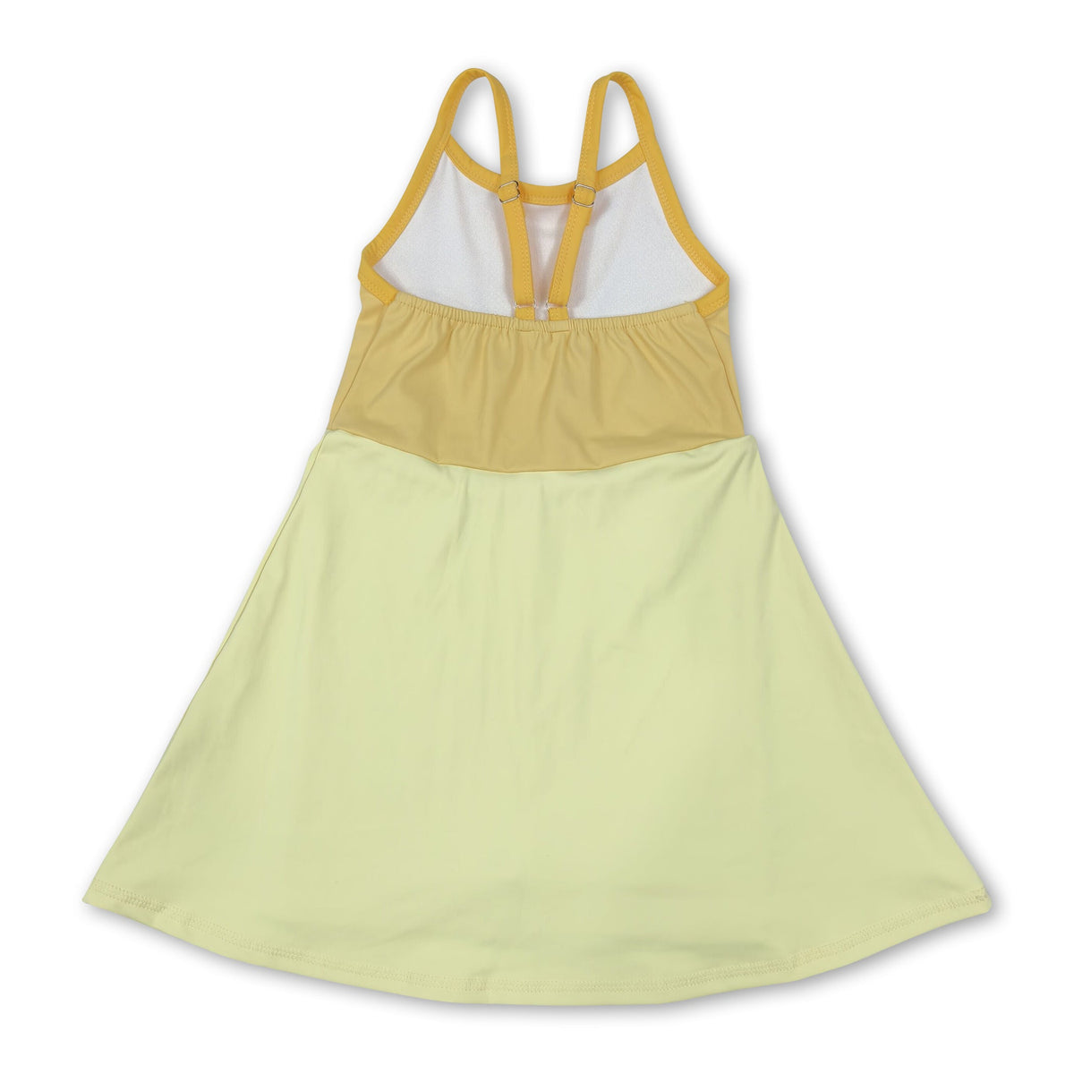 Light dark yellow straps kids girls summer athletic dress