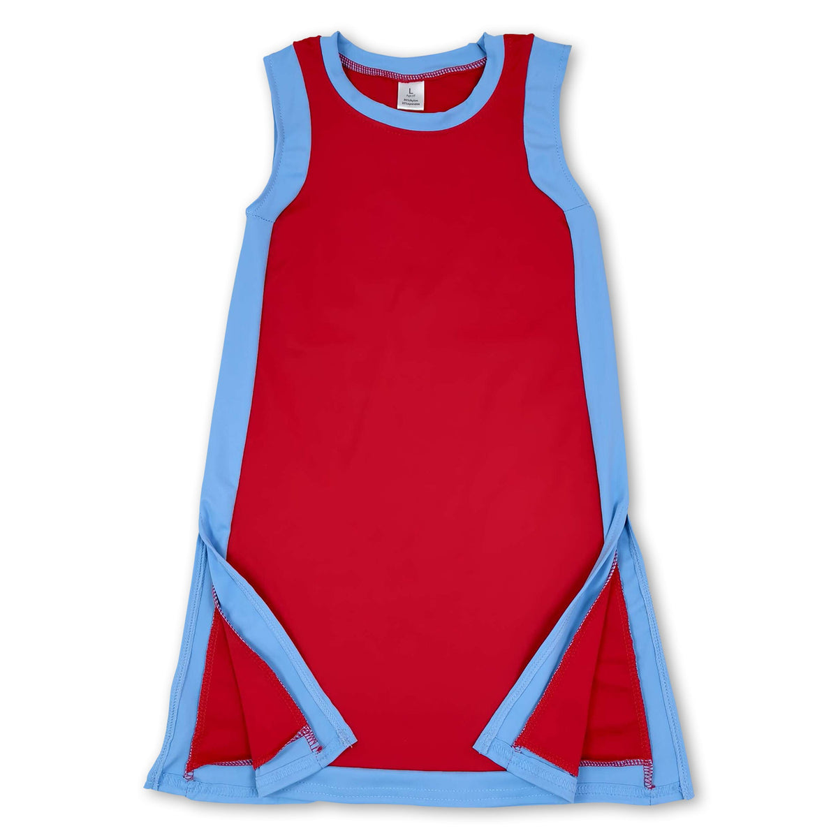 Sleeveless red blue kids girls athletic dresses