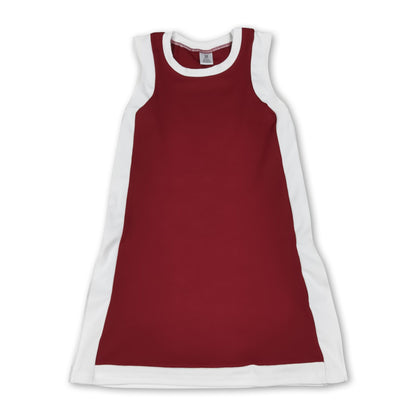 Sleeveless maroon white kids girls athletic dresses