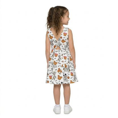 Sleeveless boo mouse pumpkin girls Halloween athletic dress
