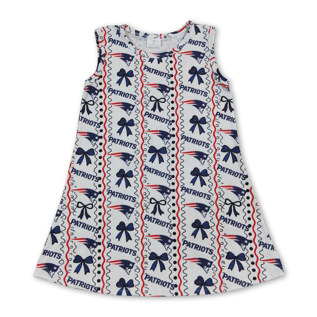 Sleeveless navy bow kids girls team summer dress