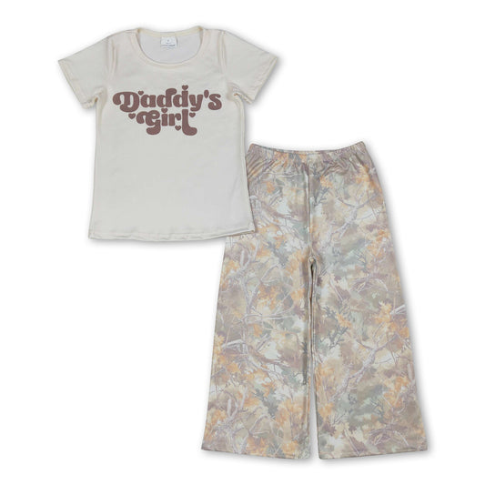 Short sleeves daddy's girl top camo pants girls outfits