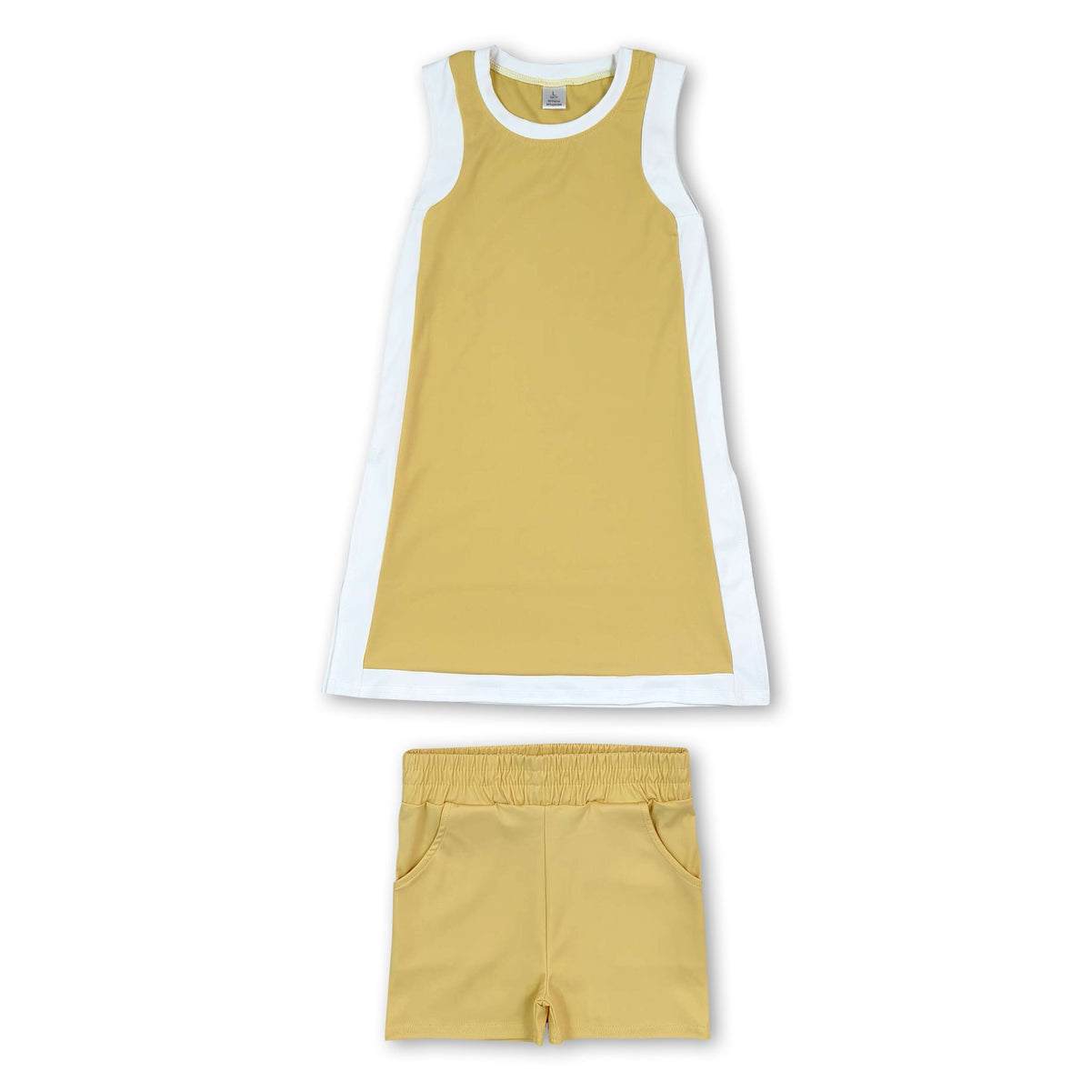 Yellow white dress shorts girls team active outfits
