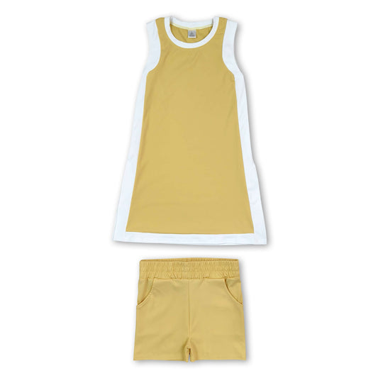 Yellow white dress shorts girls team active outfits