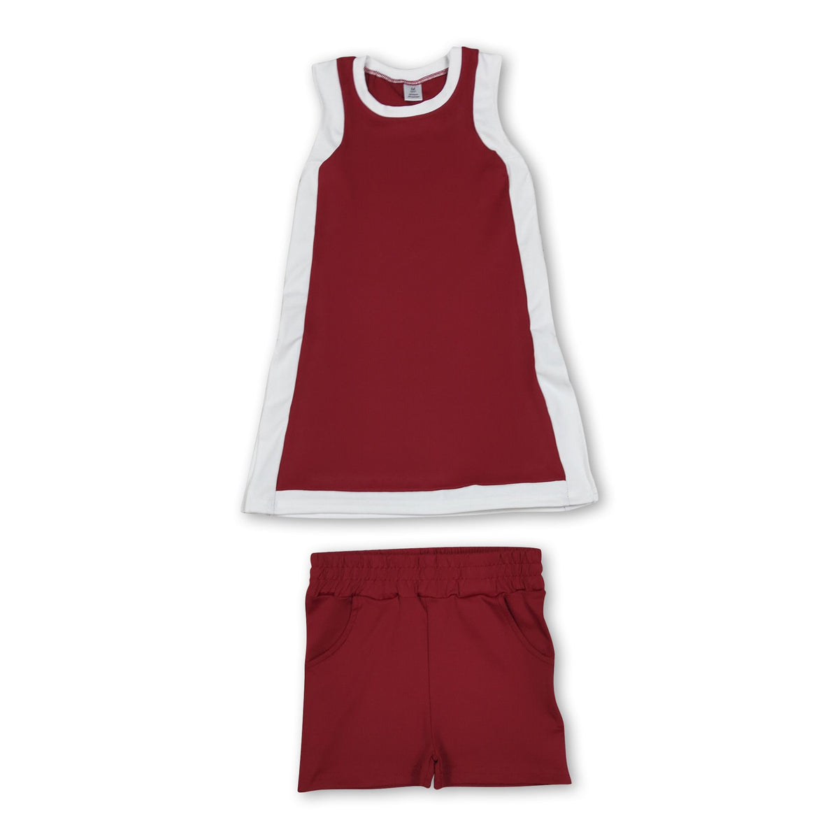 Maroon white dress shorts girls team active outfits