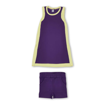 Yellow purple dress shorts girls team active outfits